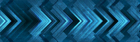 Abstract blue glossy geometric arrows with grunge texture banner. Technology vector background