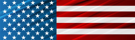 USA colors, stars and stripes abstract bright design. Independence Day modern vector background. Glossy concept american flagのイラスト素材