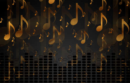 Black and golden abstract luxury music vector backgroundのイラスト素材