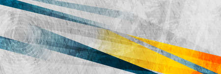 Blue, yellow and gray grunge stripes abstract banner design. Geometry tech background. Vector illustrationのイラスト素材