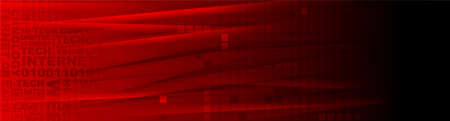 Technology red glossy banner design with word cloud and squares. Abstract geometric vector backgroundのイラスト素材