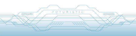Tech blue white futuristic circuit board abstract banner. Web header vector backgroundのイラスト素材