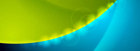 Blue and green abstract shiny waves elegant background. vector banner designのイラスト素材