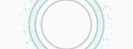 White circles with cyan blue shiny dots abstract background. geometric modern vector designのイラスト素材