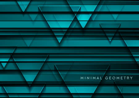 Geometric minimal turquoise abstract striped background with glossy triangles. vector design
