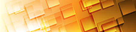 Orange glossy squares abstract tech banner design. Geometric vector backgroundのイラスト素材