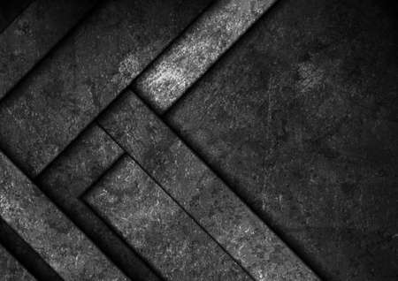 Black abstract tech geometric grunge background with concrete texture. technology corporate vector designの写真素材