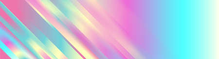 Holographic glossy smooth stripes geometric abstract tech banner. vector art colorful backgroundのイラスト素材