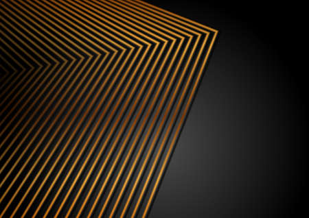 Black and golden abstract lines geometric tech background. Futuristic technology vector designのイラスト素材