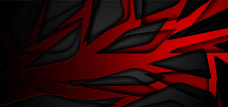 Black and red grid tech pattern abstract geometric vector backgroundのイラスト素材