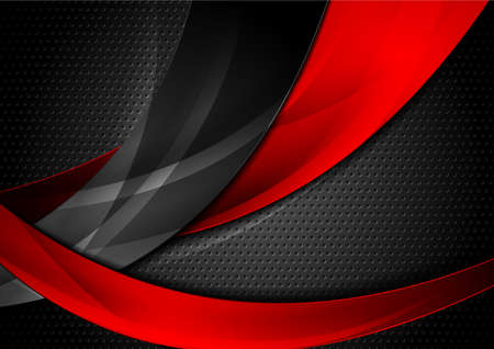 Red and black abstract technology glossy wavy design with perforated texture. vector backgroundのイラスト素材