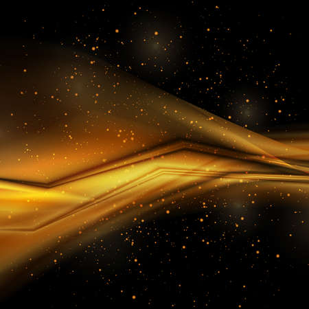 Shiny abstract golden background with spakling dust and smooth stripes. vector designのイラスト素材