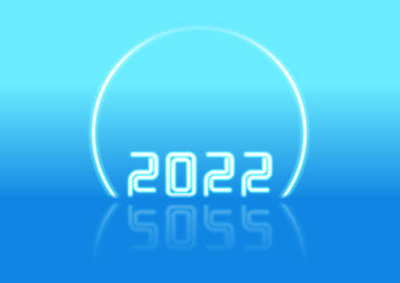 New Year 2022 and neon laser circle abstract holiday design. vector backgroundのイラスト素材