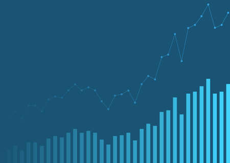 Abstract blue growing financial graph chart background. vector tech design