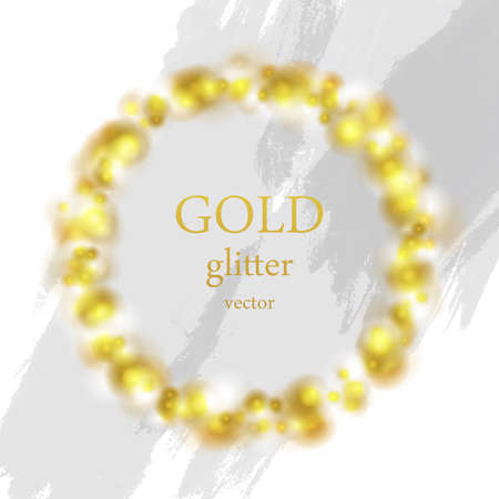 Golden shiny bokeh circle on gray grunge background abstract Christmas design. vector illustrationのイラスト素材