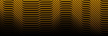 Orange neon curved lines abstract futuristic geometric background. vector banner design