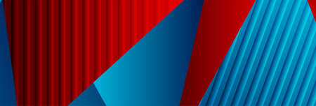 Blue and red low poly geometric abstract background. vector banner designのイラスト素材