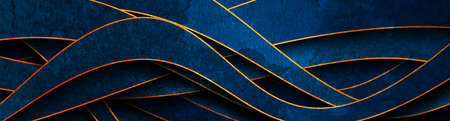 Dark blue grunge corporate abstract wavy background with golden lines. vector banner designのイラスト素材
