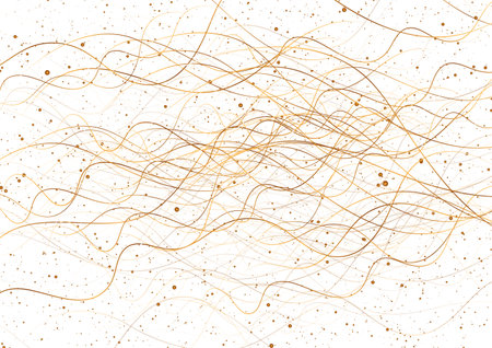 Golden wavy lines and shiny dots abstract background. vector designのイラスト素材