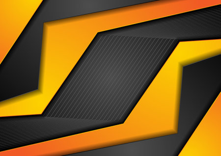 Black orange curved stripes and lines abstract geometric corporate background. vector designのイラスト素材