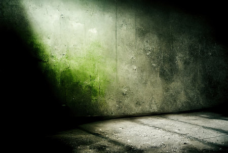 Green and gray grunge rough concrete wall texture abstract background. Generative AI technologyの素材
