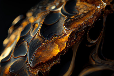Surface of stone close-up amber, onyx, abstract background. Generative AI designの素材