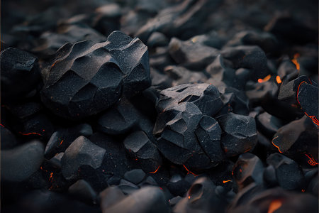 Black volcanic stones and lava close-up. abstract backgroundの素材