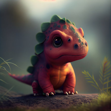 Cute baby dino. Generative AI designの素材