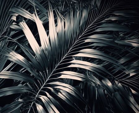 metallic palm leaves. Generative AI designの素材