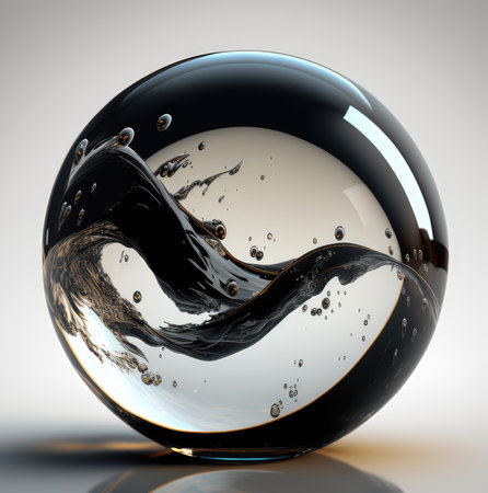 Glass sphere with black water. Generative AI designの素材