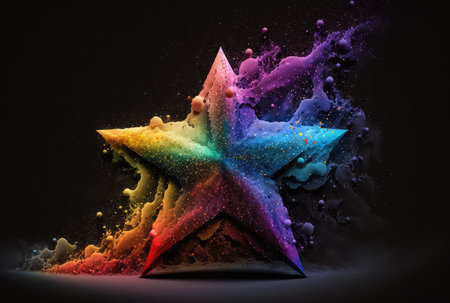 Colorful liquid star shape. Generative AI designの素材