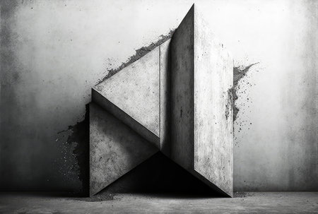 Gray geometric shape concrete wall. Generative AI designの素材