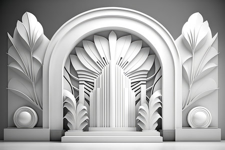 Abstract art deco white paper geometric background. Generative AI designの素材