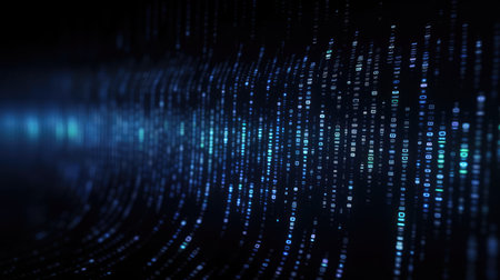 Glowing tech abstract background with blurred code. Generative AI designの素材