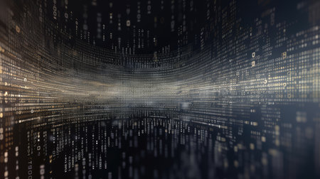 Glowing tech abstract background with blurred code. Generative AI designの素材