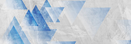 Blue and gray grunge triangles abstract background. Geometric tech vector banner designのイラスト素材