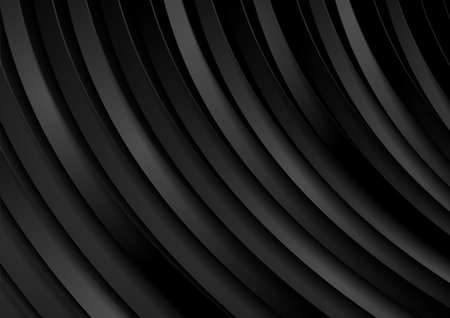 Black wavy stripes abstract technology geometric background. vector graphic designのイラスト素材