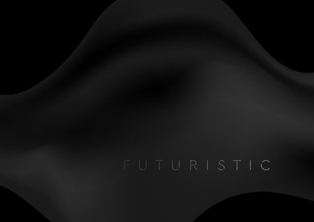 Abstract dark gray liquid wavy shape background. Monochrome smooth vector designのイラスト素材