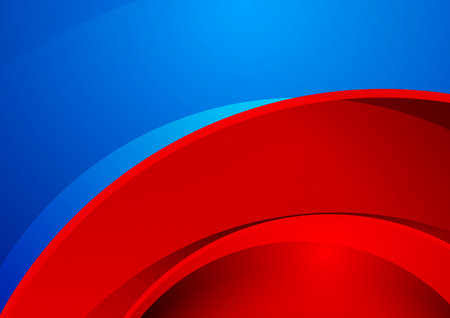 Abstract blue red geometric wavy glossy background. vector designのイラスト素材
