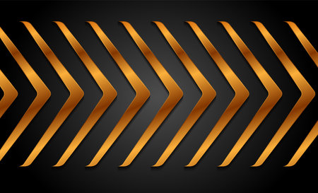 Luxury golden arrows abstract tech geometric background. vector designのイラスト素材