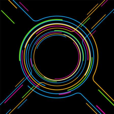 Abstract technology futuristic neon laser background. vector circular designのイラスト素材