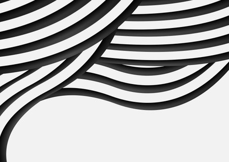 Abstract minimal background with black and white waves. vector geometric designのイラスト素材