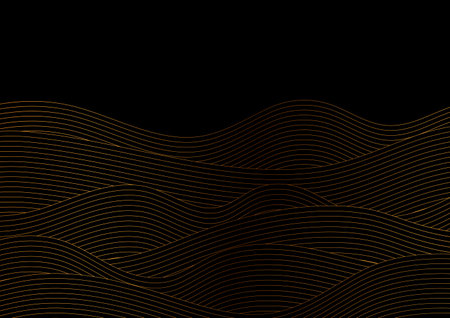 Golden wavy lines abstract minimal elegant vector background
