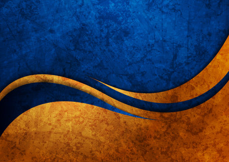 Blue and orange abstract grunge corporate material wavy background. vector designのイラスト素材