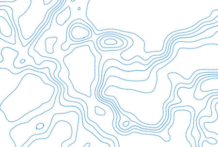 Blue dotted lines topographic contour map abstract tech graphic design. geometric background. vector illustrationのイラスト素材