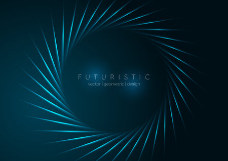 Blue glowing neon ring abstract concept background. Technology futuristic vector designのイラスト素材