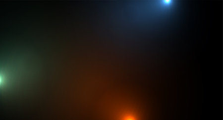 Bright shining multicolored light on black background. Vector glowing illuminationのイラスト素材