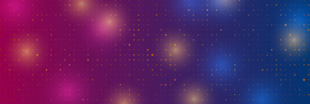 Blue purple abstract shiny banner with small golden dots. Sparkling vector backgroundのイラスト素材