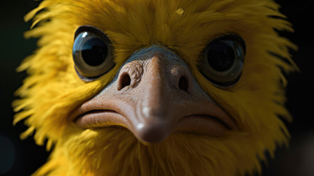 Portrait of a yellow bird close-up. Generative AI designの素材