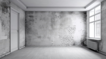 Gray grunge minimalistic loft interior. Generative AI designの素材
